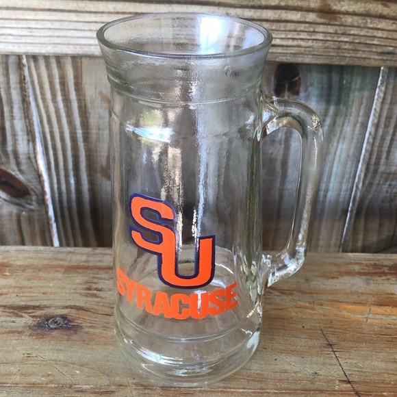 Vintage SU Syracuse University 20oz Clear Glass Beer Stein Mug - Picture 1 of 6